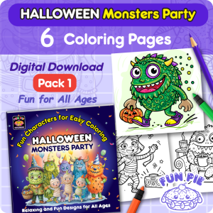 Halloween Monsters Party Coloring Pages - Pack 1