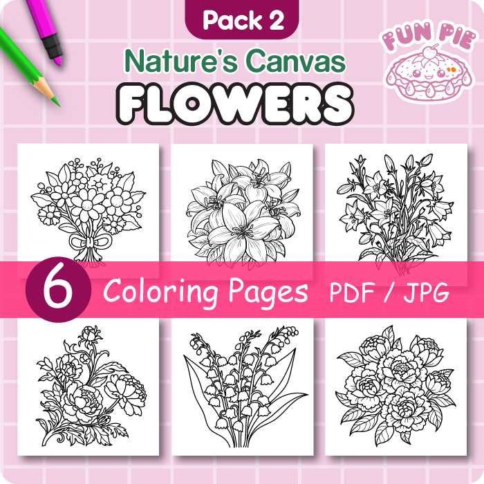 Flowers Coloring Pages - Pack 2 - Image 2